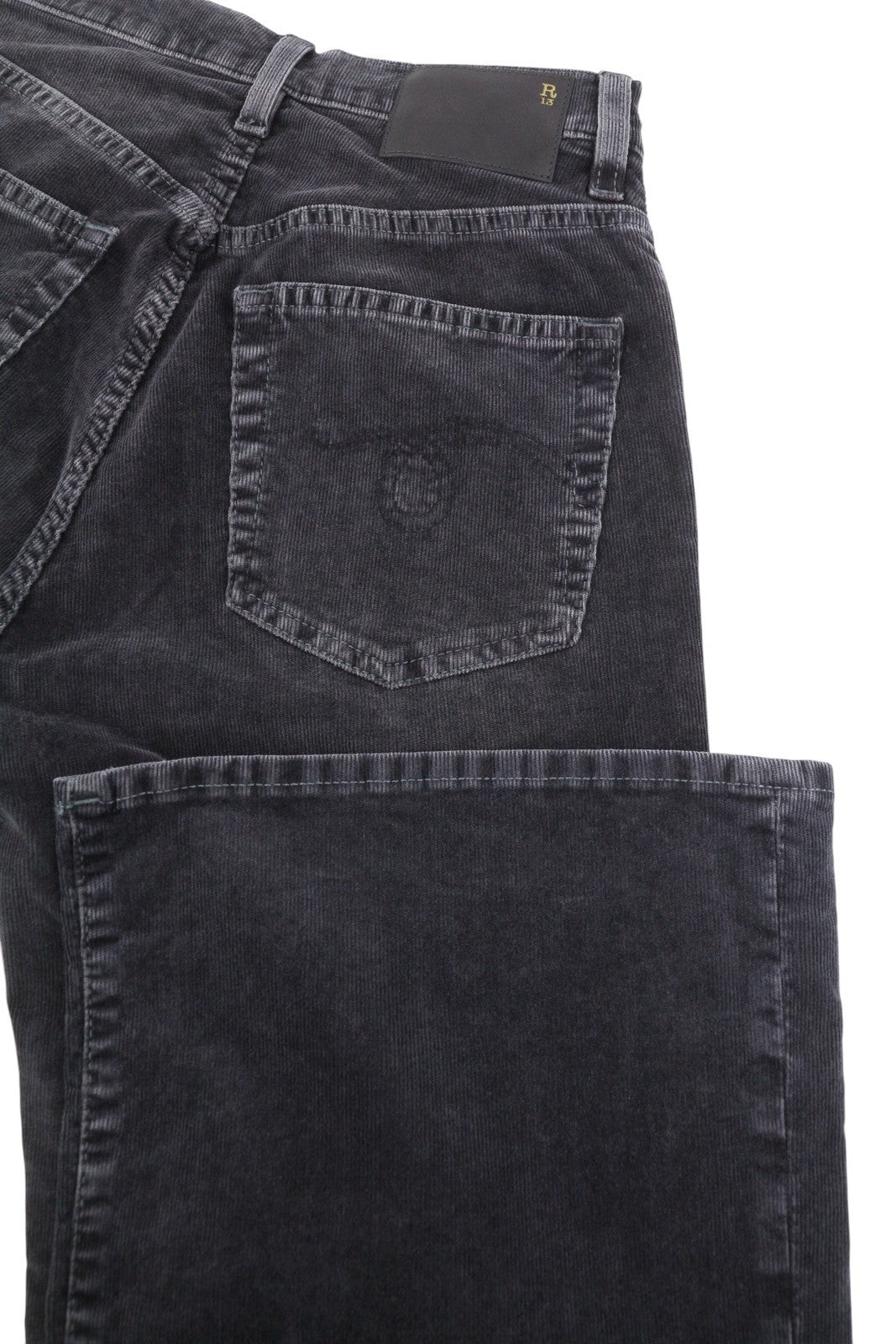 R13 Jane Women Trousers 25 Obsidian Stretch Cord Bootcut Fit Zip FW25 RRP699