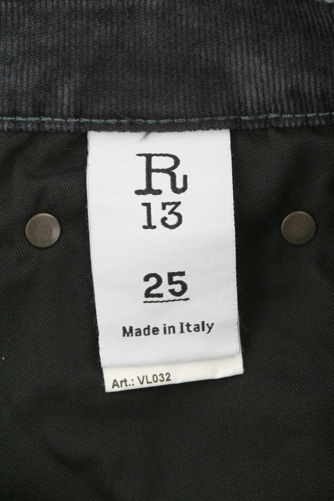 R13 Jane Women Trousers 25 Obsidian Stretch Cord Bootcut Fit Zip FW25 RRP699