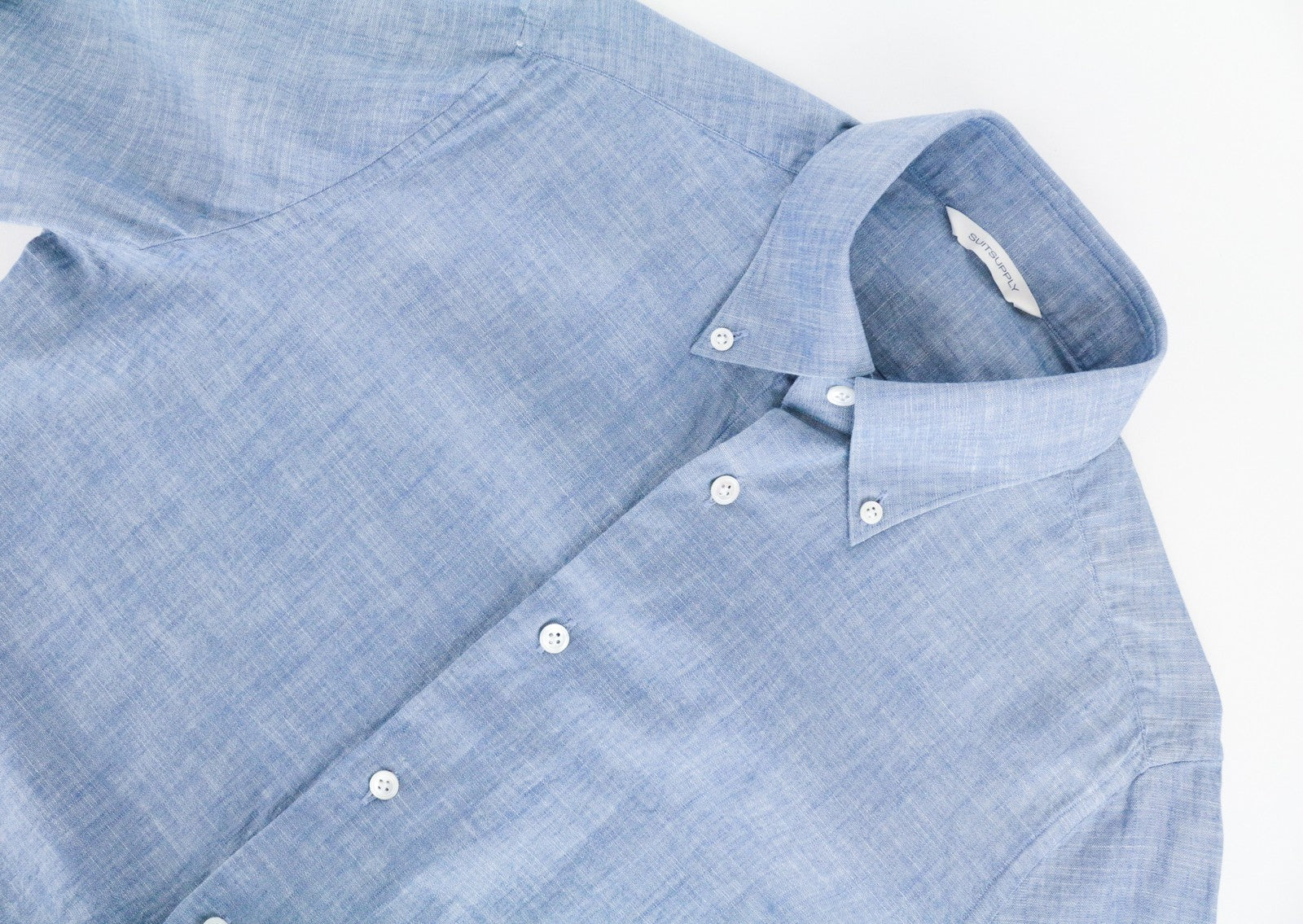 SUITSUPPLY Men's Formal Shirt ~S Slim Fit Blue Pure Cotton Button-Up Long Sleeve