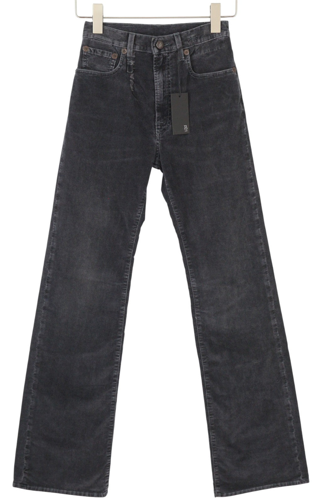 R13 Jane Women Trousers 24 Obsidian Stretch Cord Bootcut Fit Zip FW25 RRP699