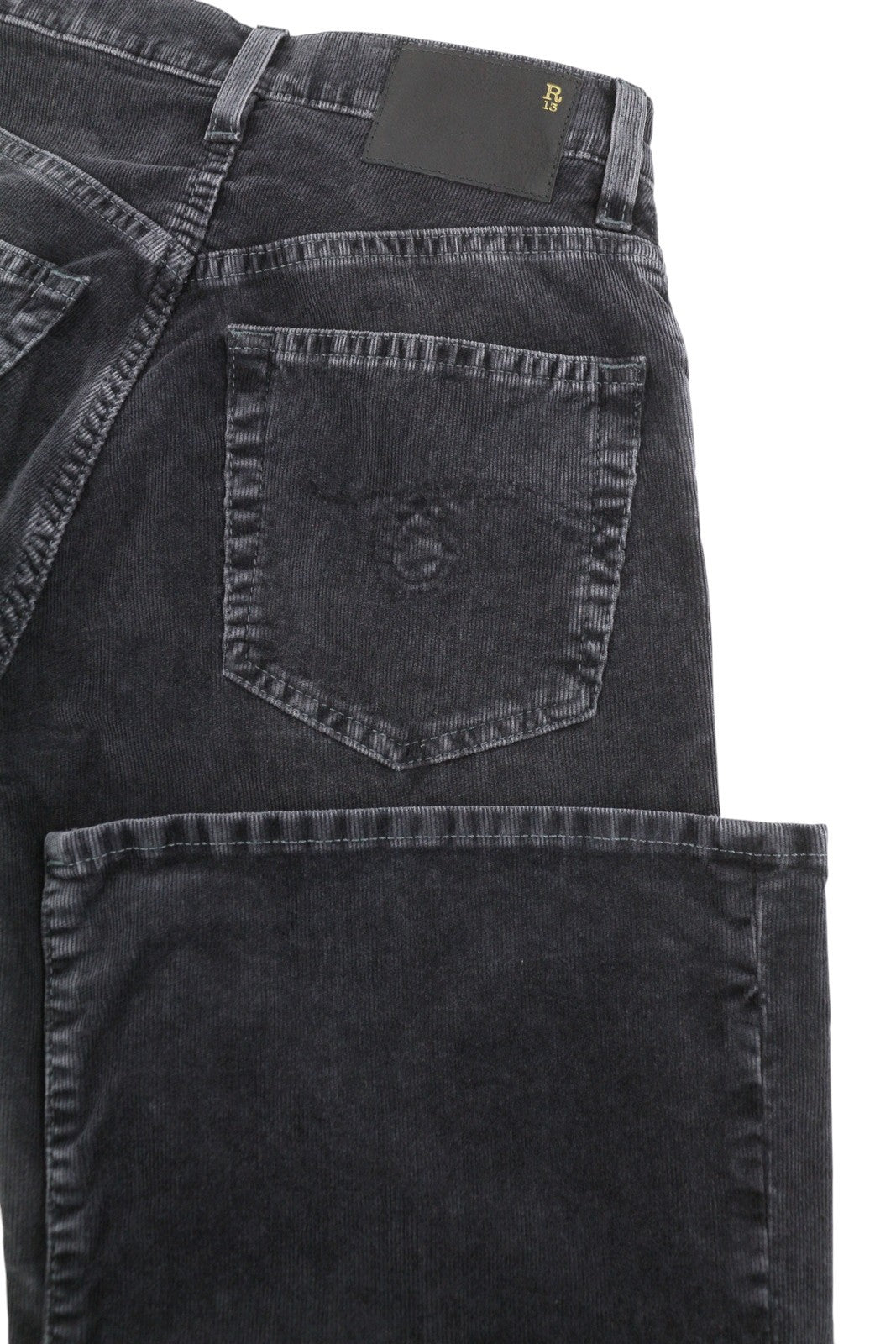 R13 Jane Women Trousers 24 Obsidian Stretch Cord Bootcut Fit Zip FW25 RRP699