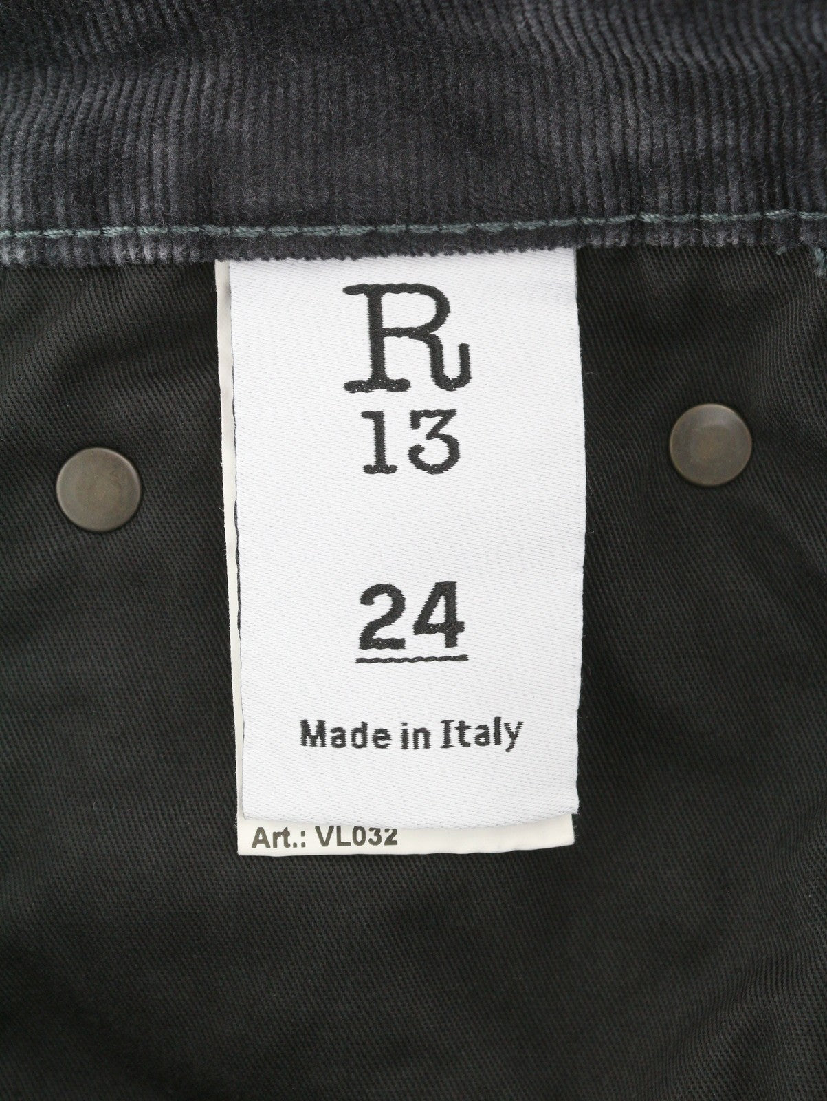 R13 Jane Women Trousers 24 Obsidian Stretch Cord Bootcut Fit Zip FW25 RRP699