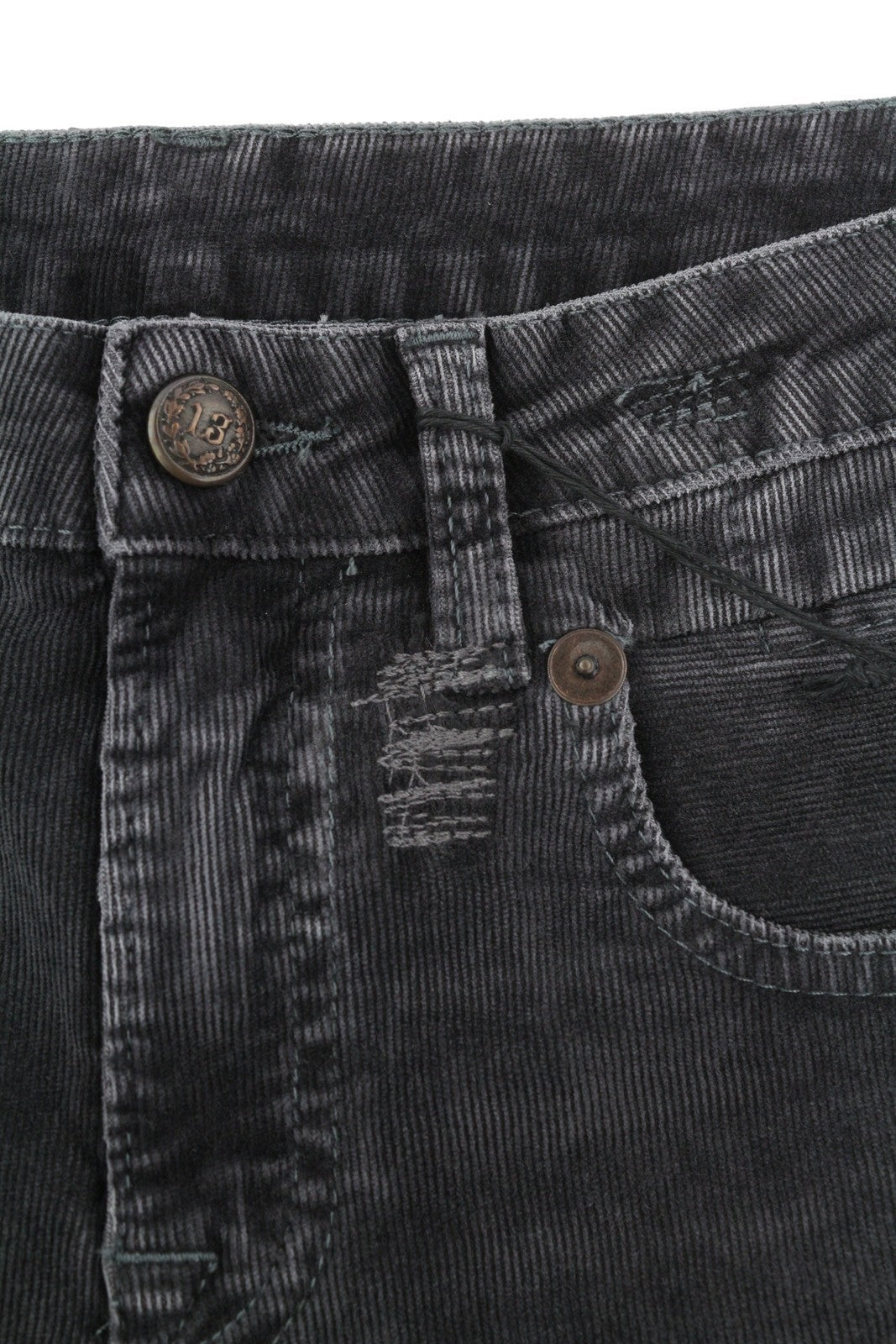 R13 Boy Straight Women Trousers 26 Obsidian Stretch Cord Cropped Faded FW25