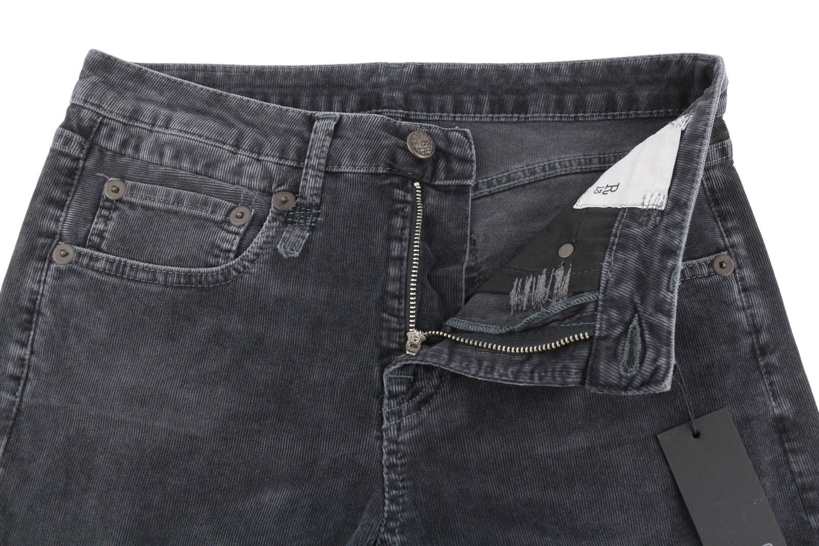 R13 Boy Straight Women Trousers 26 Obsidian Stretch Cord Cropped Faded FW25