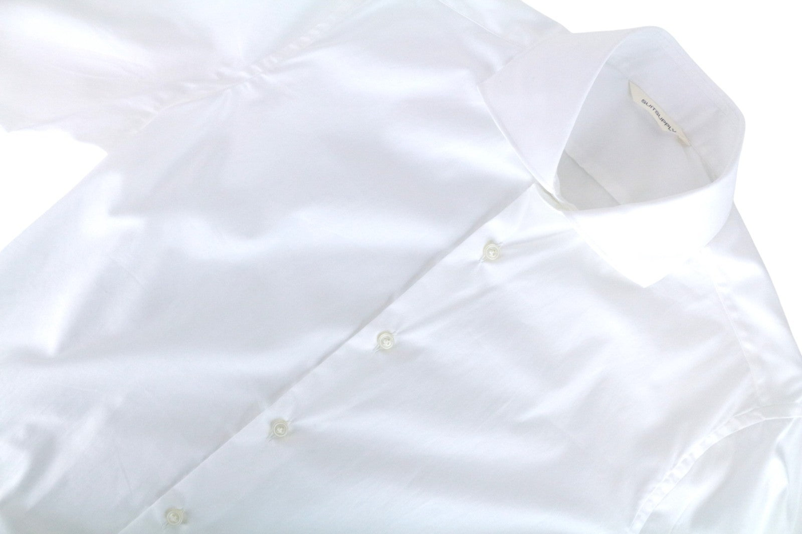SUITSUPPLY Men's Formal Shirt ~S White Pure Cotton Extra Slim Classic Formal