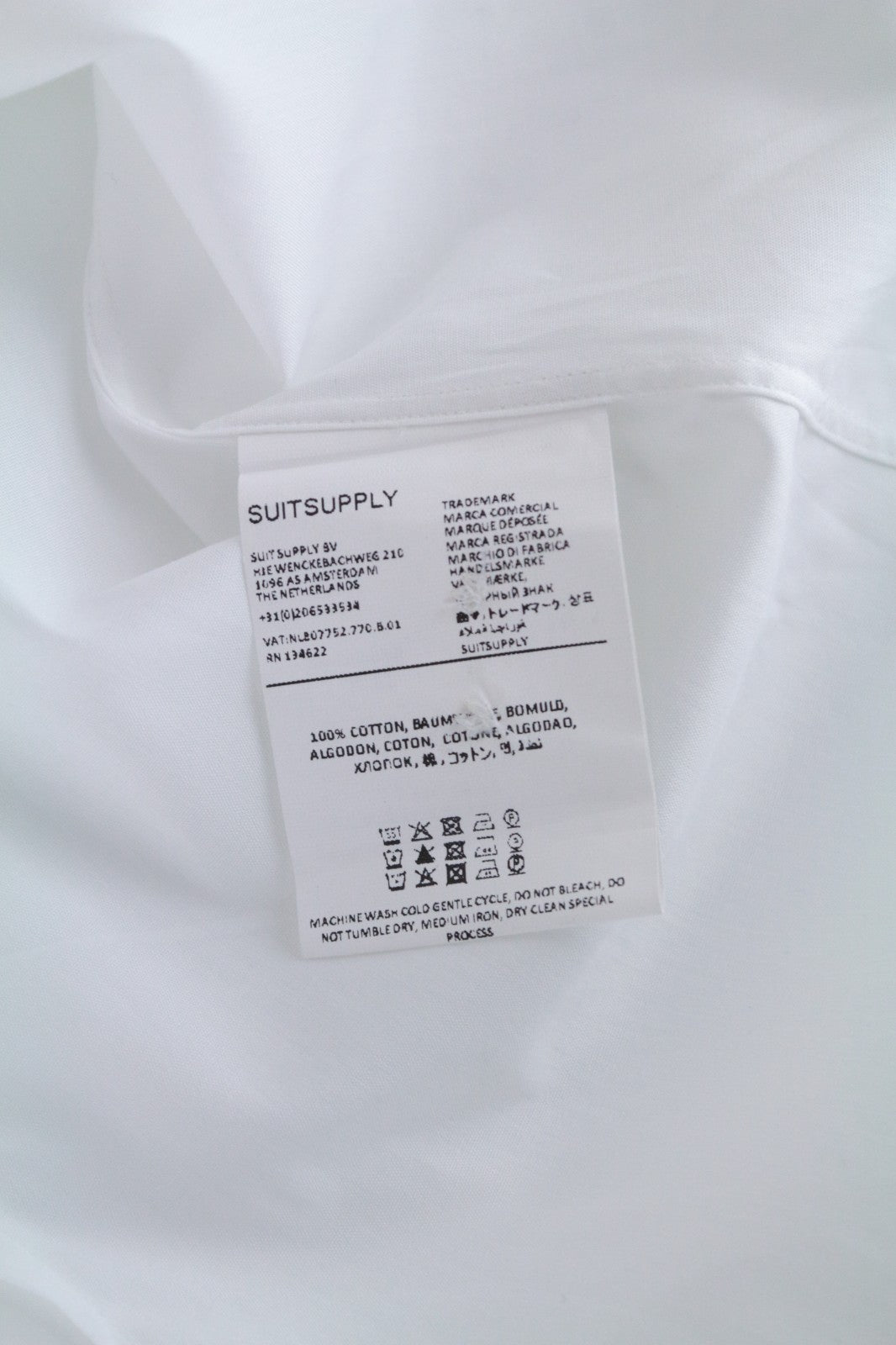 SUITSUPPLY Men's Formal Shirt ~S White Pure Cotton Extra Slim Classic Formal