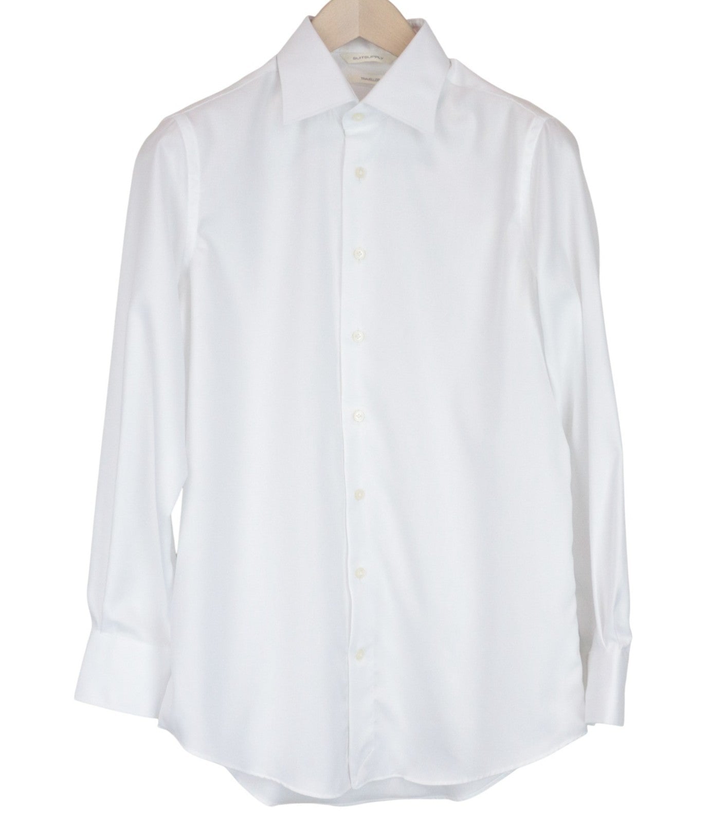 SUITSUPPLY Men's Formal Shirt 37 Traveller Slim White Pure Cotton Classic Fit