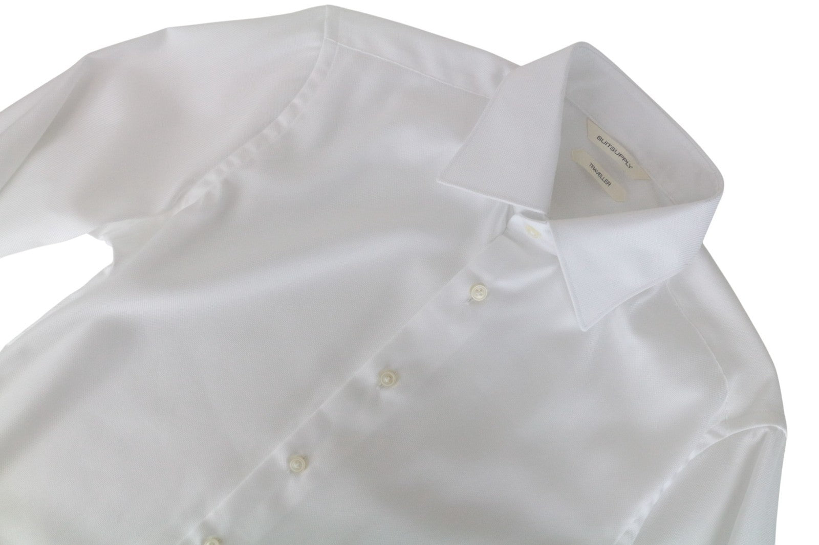 SUITSUPPLY Men's Formal Shirt 37 Traveller Slim White Pure Cotton Classic Fit