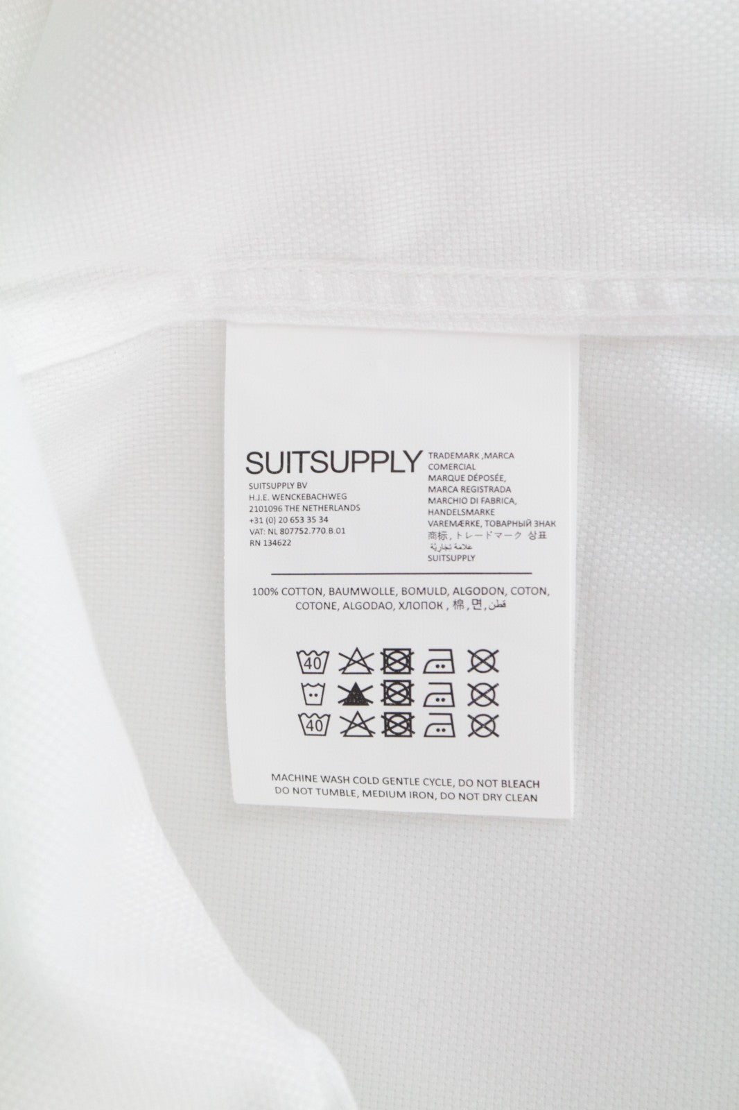 SUITSUPPLY Men's Formal Shirt 37 Traveller Slim White Pure Cotton Classic Fit