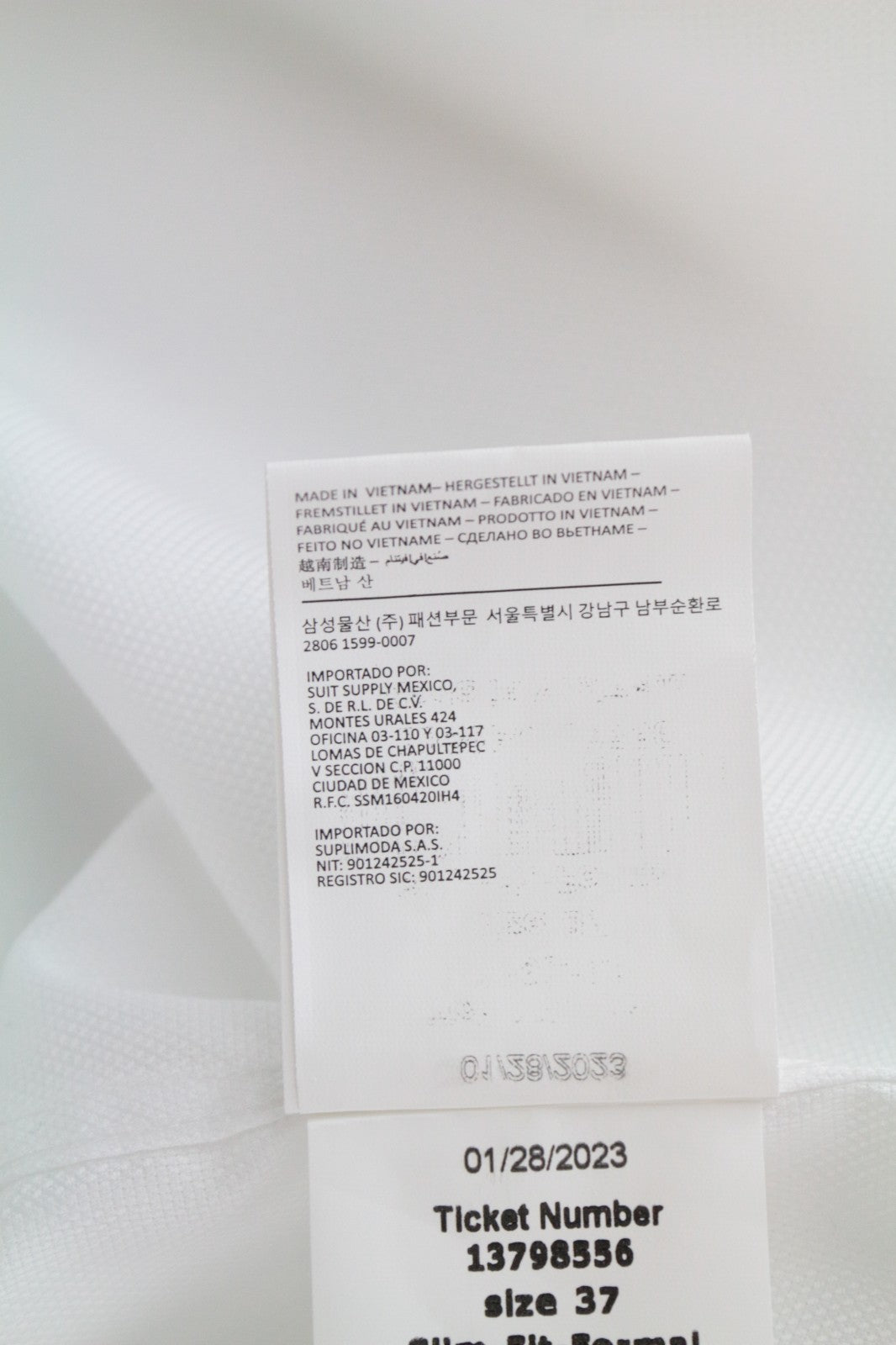 SUITSUPPLY Men's Formal Shirt 37 Traveller Slim White Pure Cotton Classic Fit