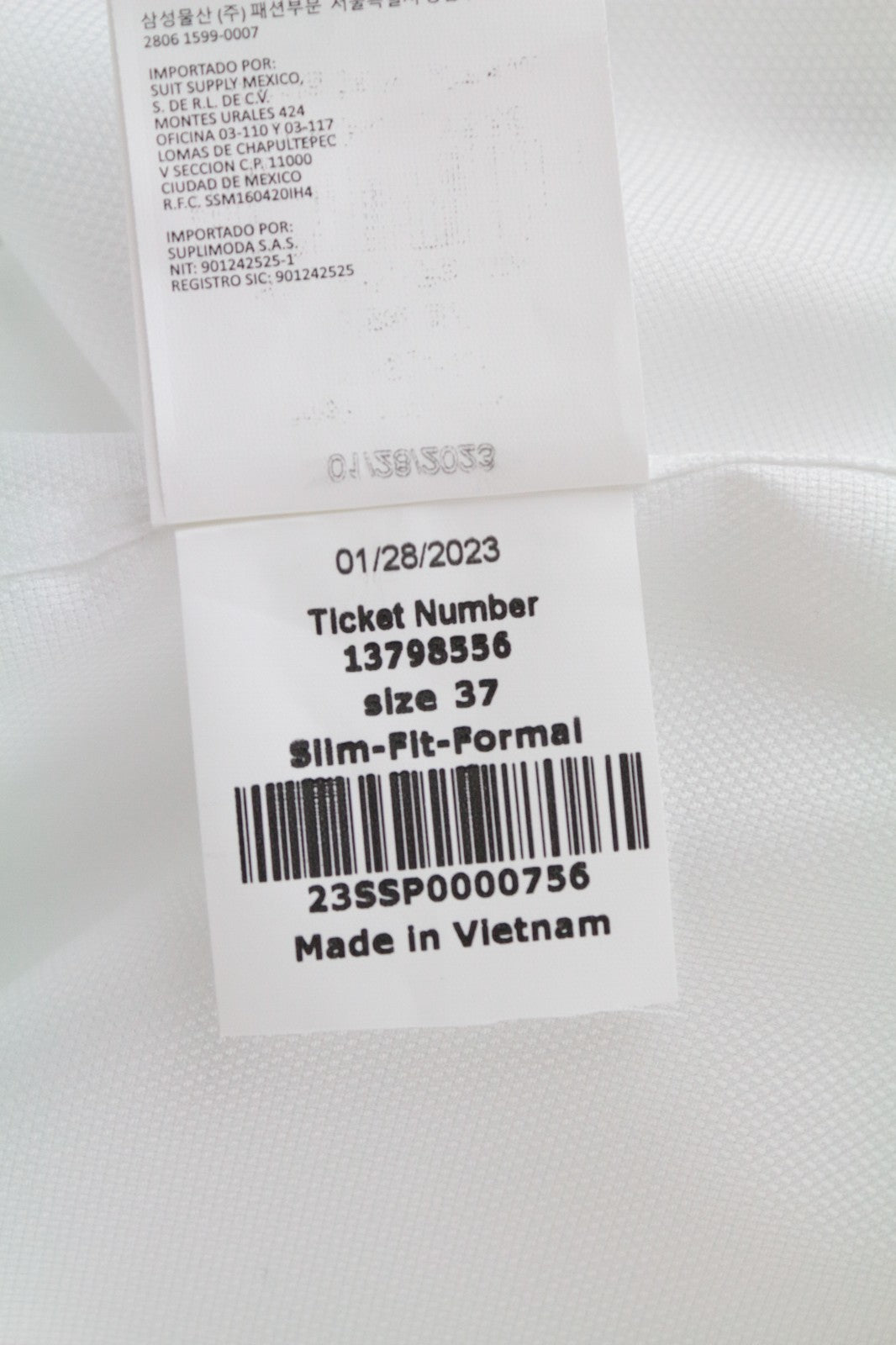 SUITSUPPLY Men's Formal Shirt 37 Traveller Slim White Pure Cotton Classic Fit