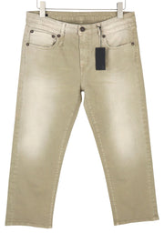 R13 Boy Straight Women Jeans 31 Pebble Stretch Faded Cropped Ankle Length Zip