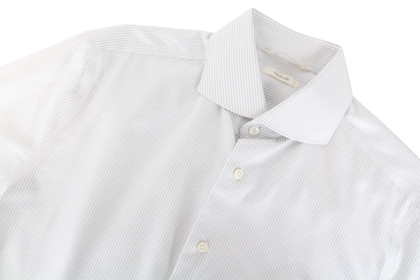 SUITSUPPLY Men's Formal Shirt 39/15.5 Traveller Grey Striped Slim Fit Melange