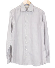 SUITSUPPLY Men's Formal Shirt 41/16 Traveller Slim Fit Brown Striped Melange