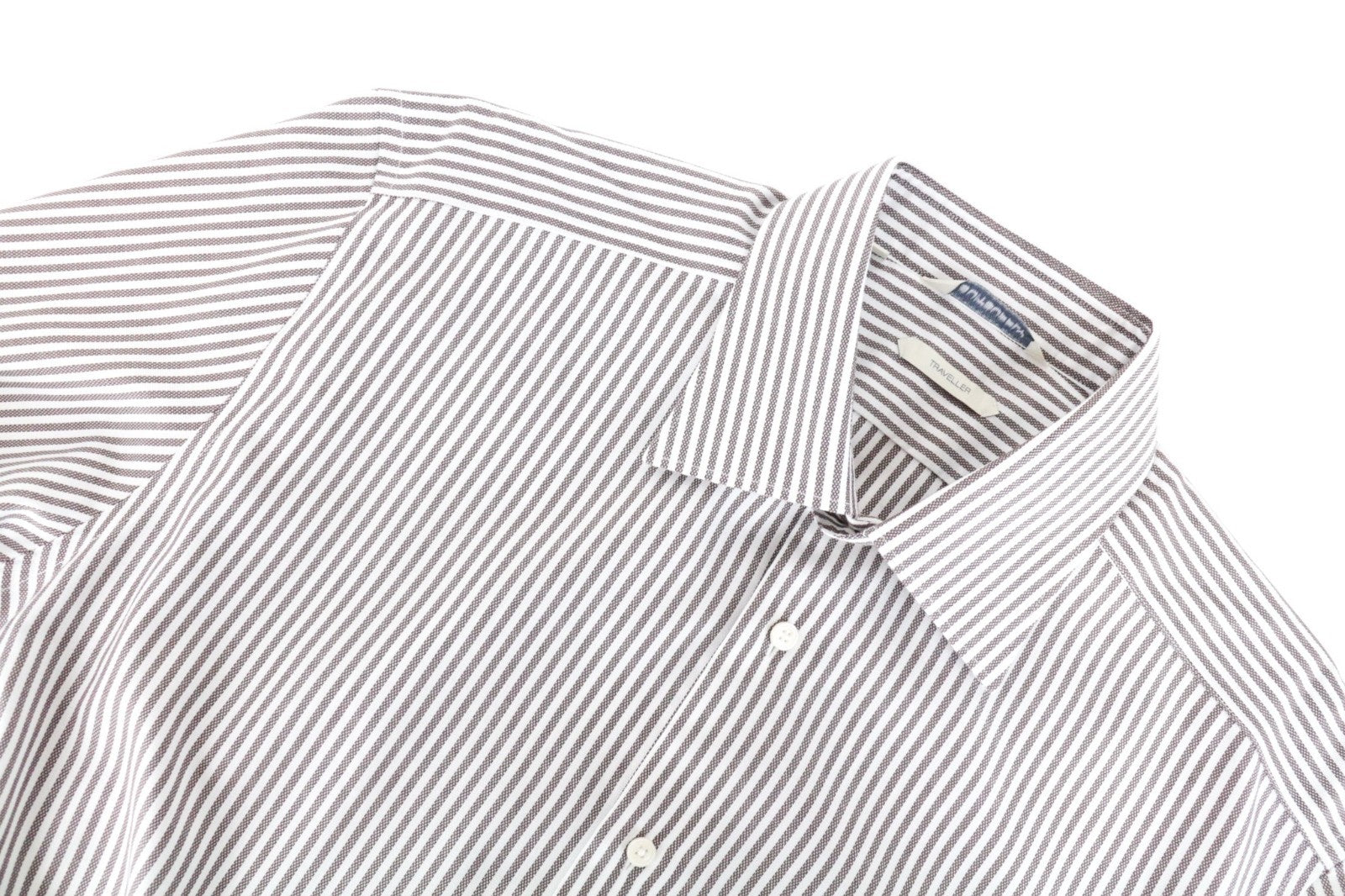 SUITSUPPLY Men's Formal Shirt 41/16 Traveller Slim Fit Brown Striped Melange