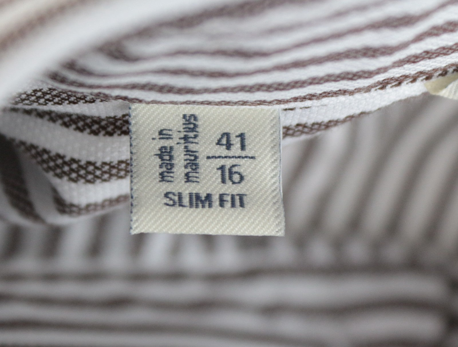 SUITSUPPLY Men's Formal Shirt 41/16 Traveller Slim Fit Brown Striped Melange