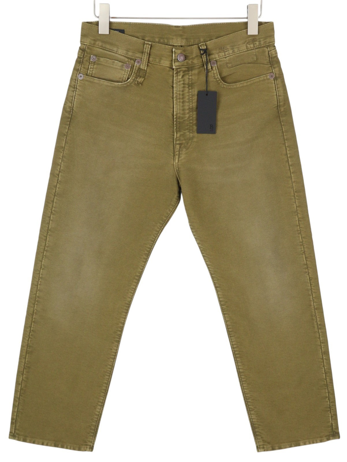 R13 Boyfriend Women Trousers 27 Olive Garment Dyed Moleskin Ankle Faded FW25