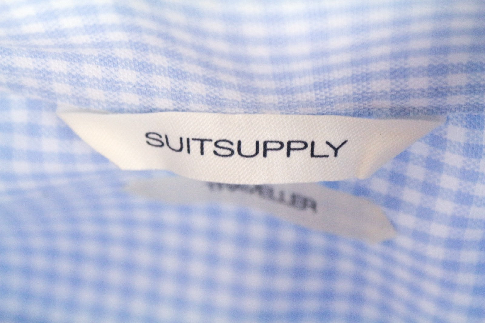 SUITSUPPLY Men's Formal Shirt 40L Traveller Slim Blue Gingham Checked Melange