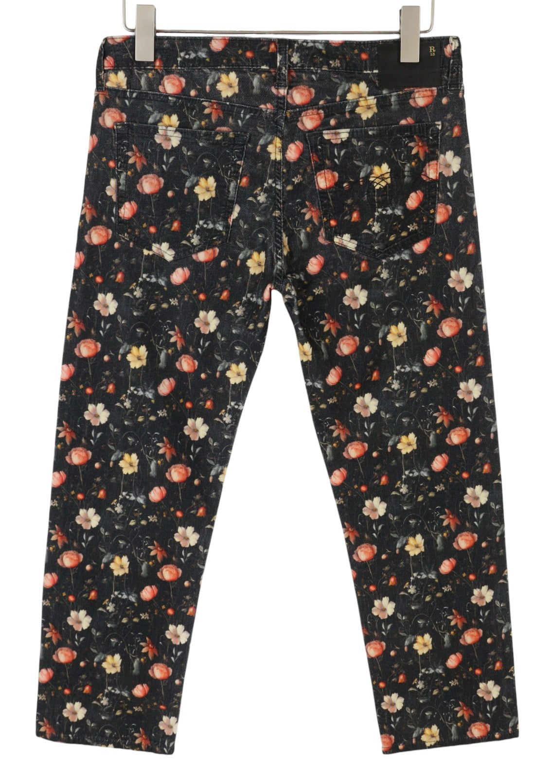 R13 Boy Straight Women Jeans 28 Lunar Petal Velveteen Floral Print Ankle FW25