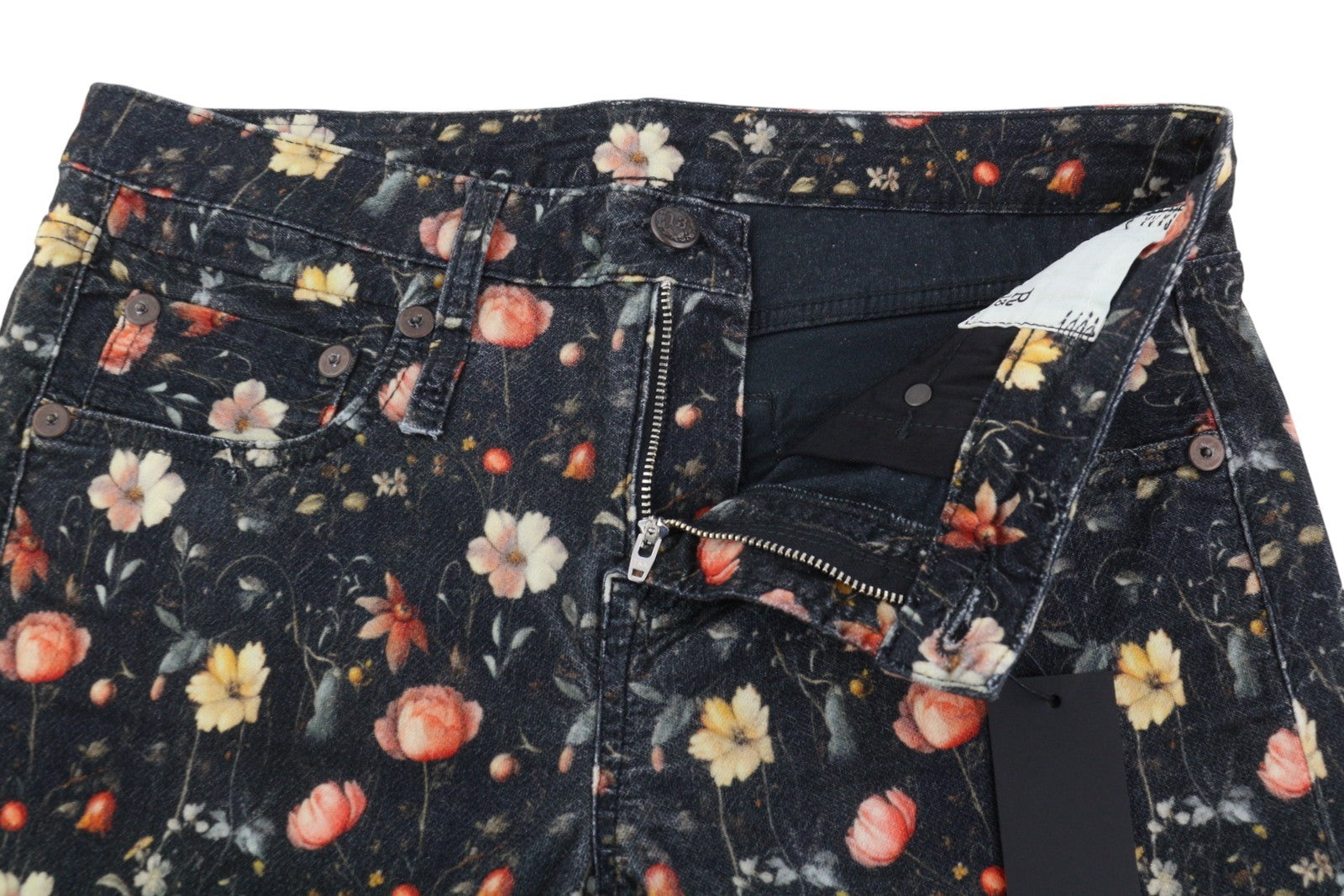 R13 Boy Straight Women Jeans 28 Lunar Petal Velveteen Floral Print Ankle FW25