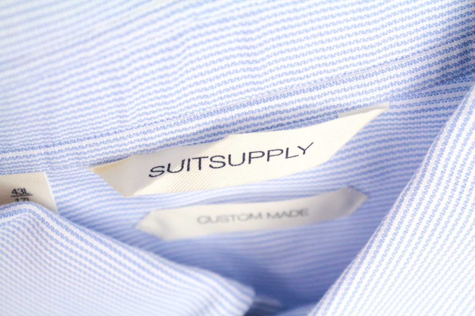 SUITSUPPLY Men's Formal Shirt 43L/17L Slim Fit Striped Light Blue Melange