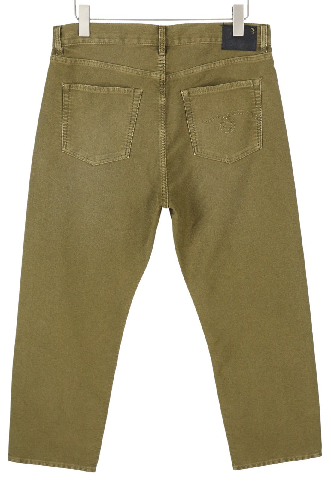 R13 Boyfriend Women Trousers 30 Olive Garment Dyed Moleskin Ankle Faded FW25