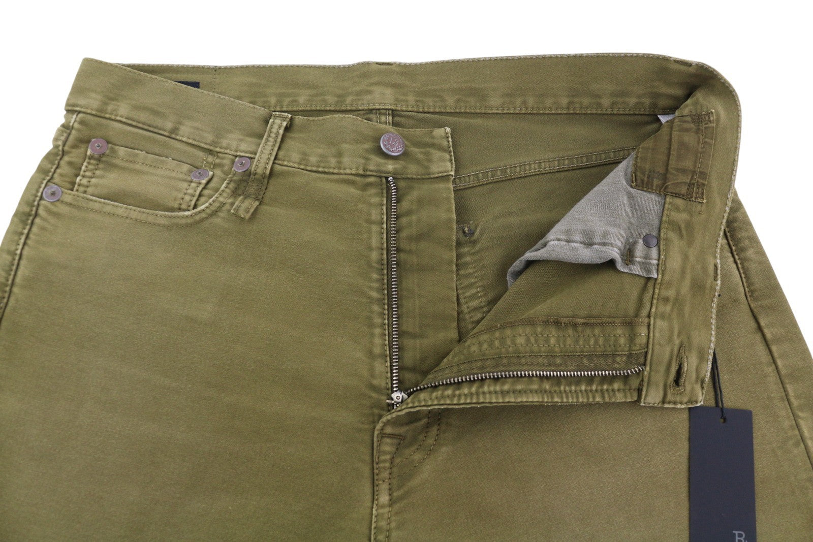 R13 Boyfriend Women Trousers 30 Olive Garment Dyed Moleskin Ankle Faded FW25