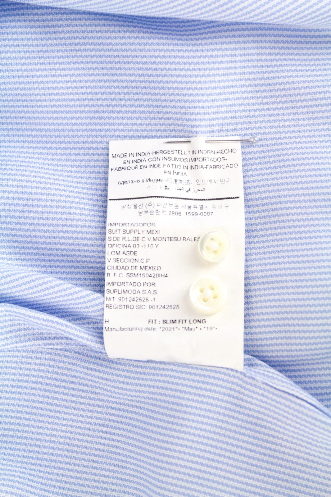 SUITSUPPLY Men's Formal Shirt 41L/16L Slim Striped Light Blue Melange