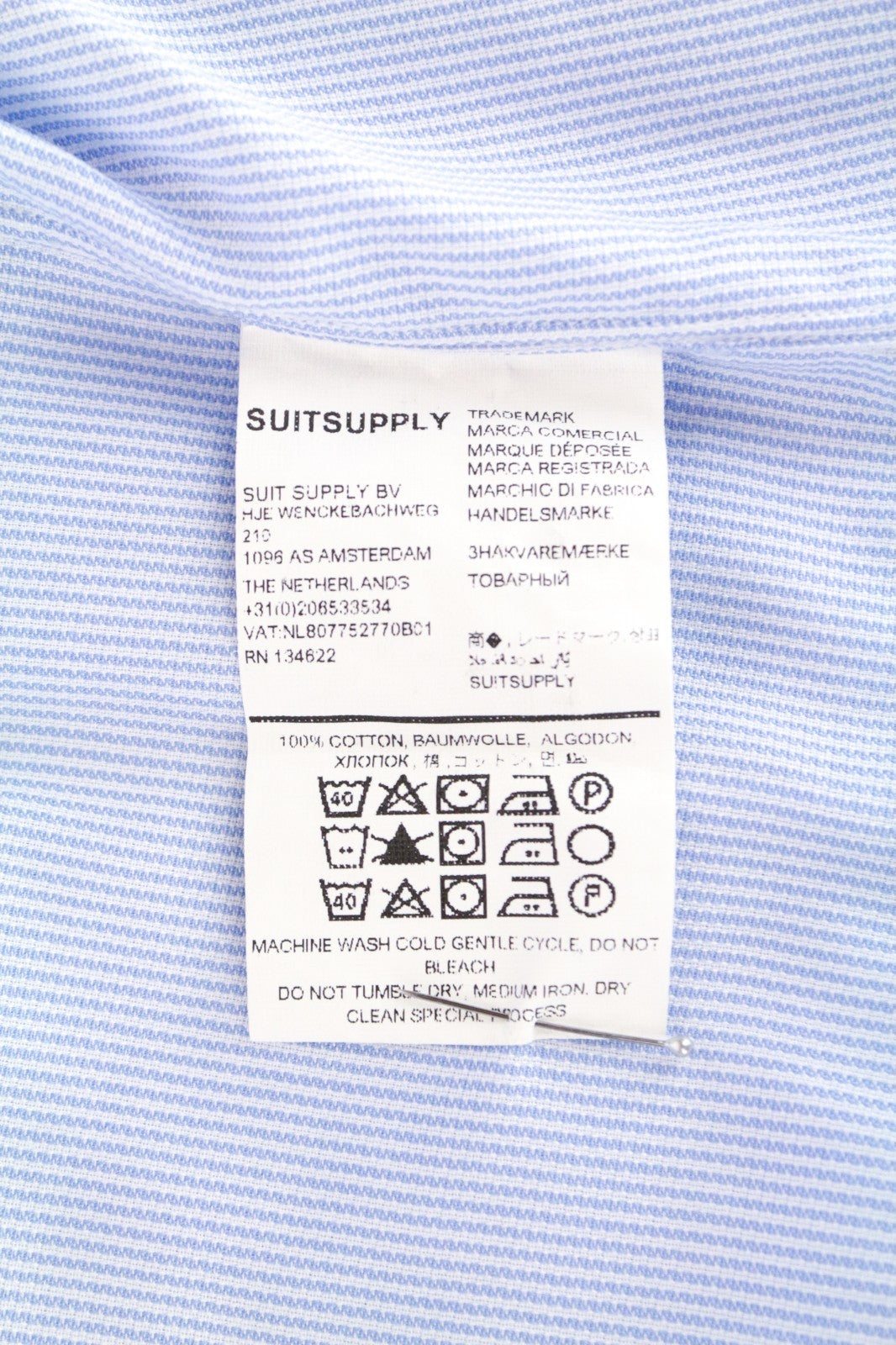 SUITSUPPLY Men's Formal Shirt 41L/16L Slim Striped Light Blue Melange