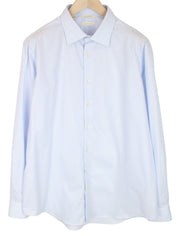 SUITSUPPLY Men's Formal Shirt 45/17.75 Slim Fit Light Blue Striped Melange