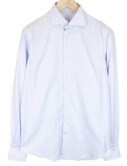SUITSUPPLY Men's Formal Shirt ~S Slim Light Blue Melange Cotton Cutaway Collar