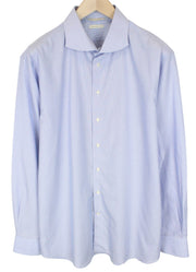 SUITSUPPLY Men's Formal Shirt 45/17.75 Extra Slim Blue Striped Melange Cutaway