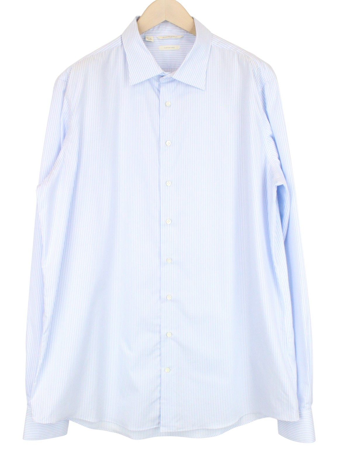 SUITSUPPLY Men's Formal Shirt 47L/18.5L Slim Blue Cotton Melange Striped Fit