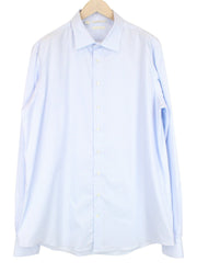 SUITSUPPLY Men's Formal Shirt 47L/18.5L Slim Blue Cotton Melange Striped Fit