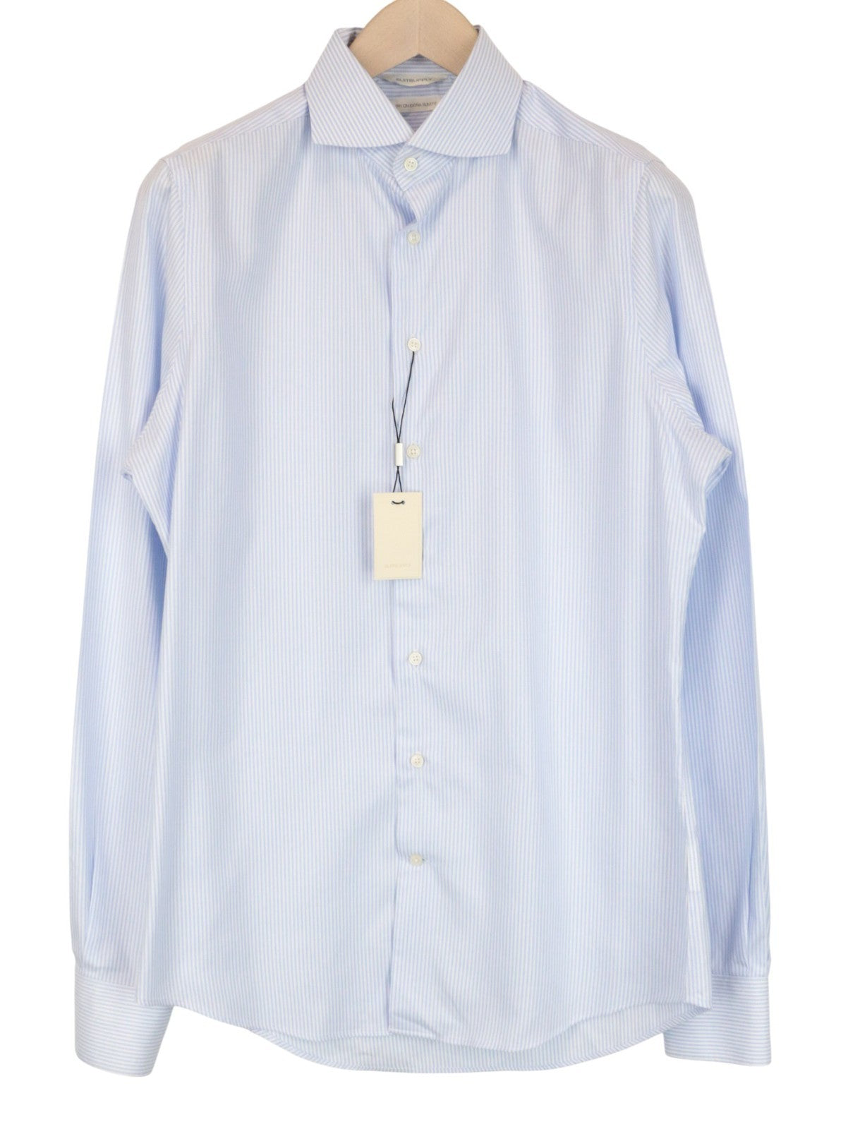 SUITSUPPLY Men's Formal Shirt 40L/15.75L Striped Blue Cotton Extra Slim Classic