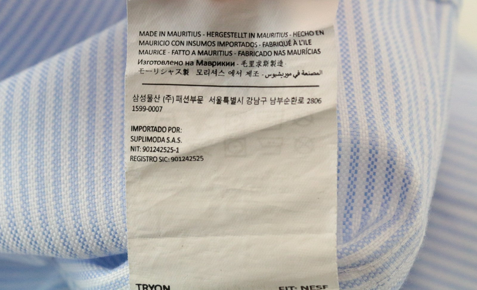 SUITSUPPLY Men's Formal Shirt 40L/15.75L Striped Blue Cotton Extra Slim Classic