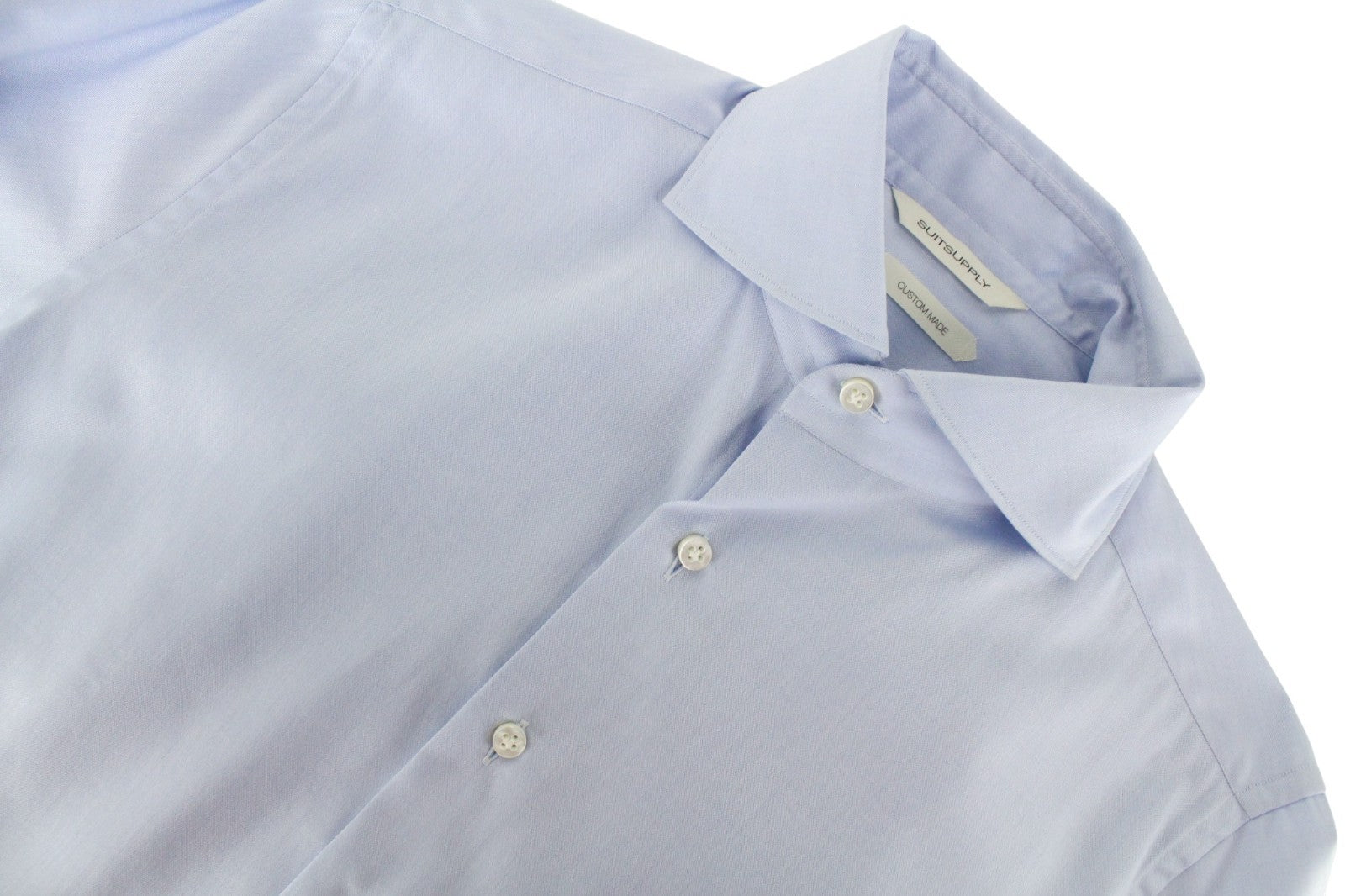 SUITSUPPLY Men's Formal Shirt 37/14.5 Blue Pure Cotton Cutaway Collar Extra Slim