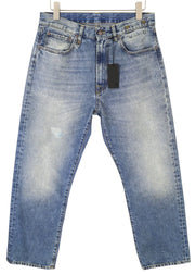 R13 Cuffed X-BF Women Jeans 32 Jasper Straight Whiskers Faded Blue Zip FW25