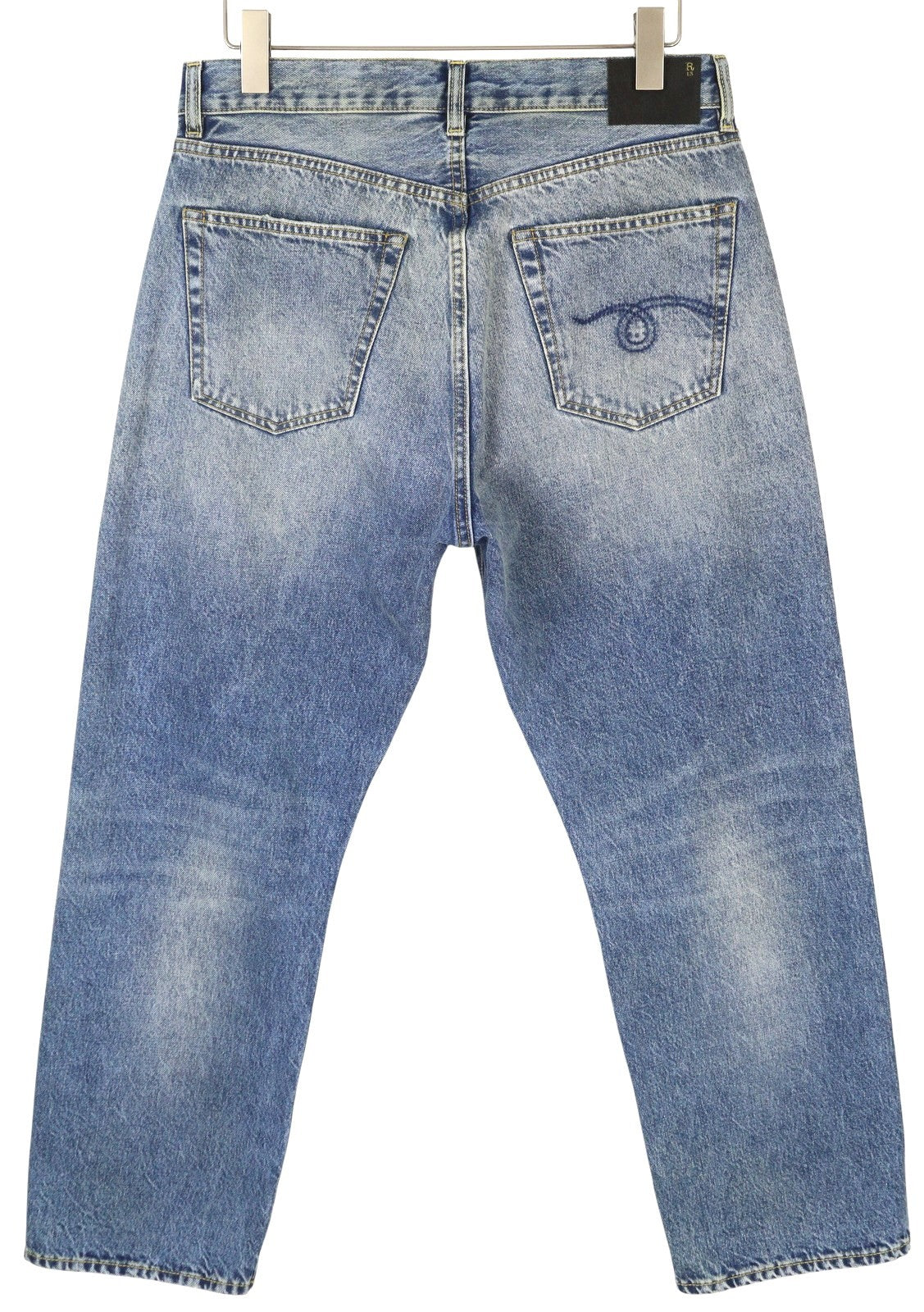R13 Cuffed X-BF Women Jeans 32 Jasper Straight Whiskers Faded Blue Zip FW25