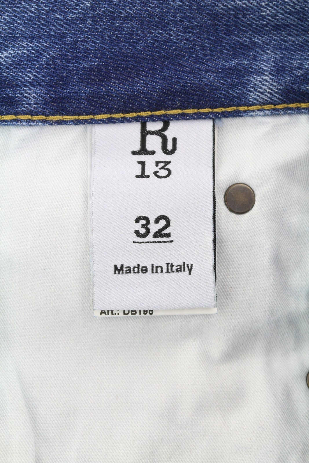 R13 Cuffed X-BF Women Jeans 32 Jasper Straight Whiskers Faded Blue Zip FW25