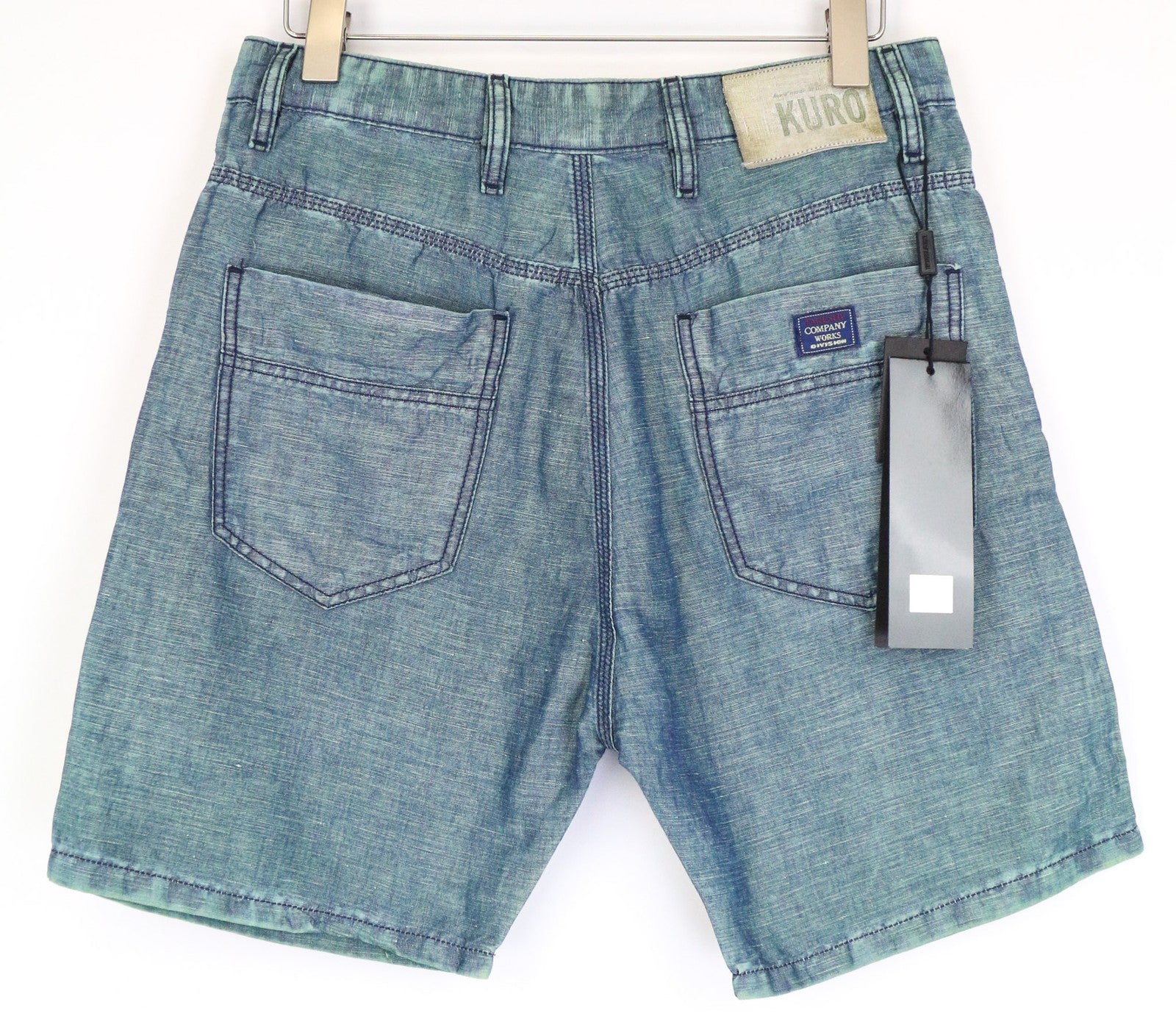 TAKESHY KUROSAWA TK 40 Men's Shorts W34 Blue Green Cotton Blend Bermuda