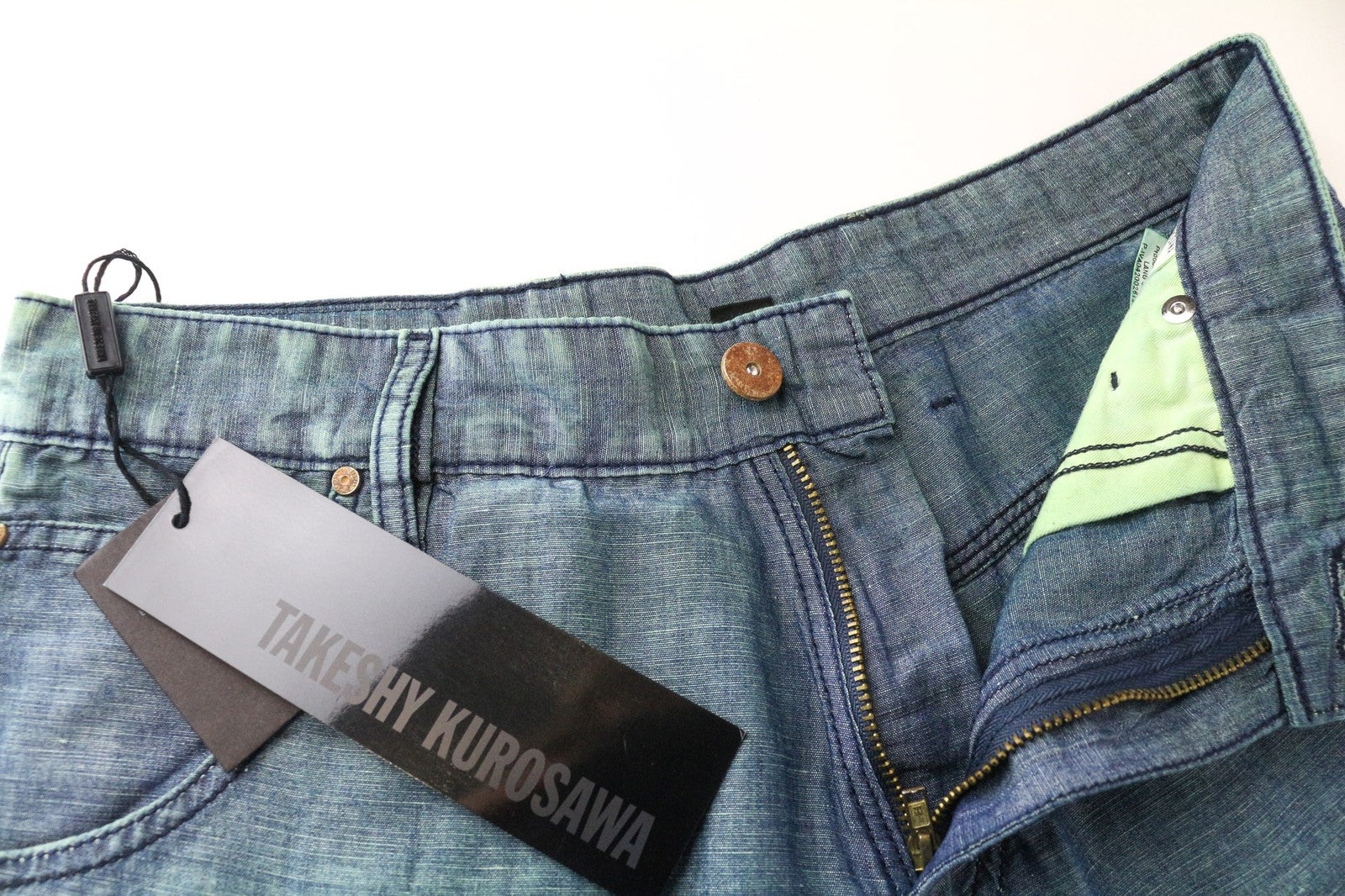 TAKESHY KUROSAWA TK 40 Men's Shorts W34 Blue Green Cotton Blend Bermuda