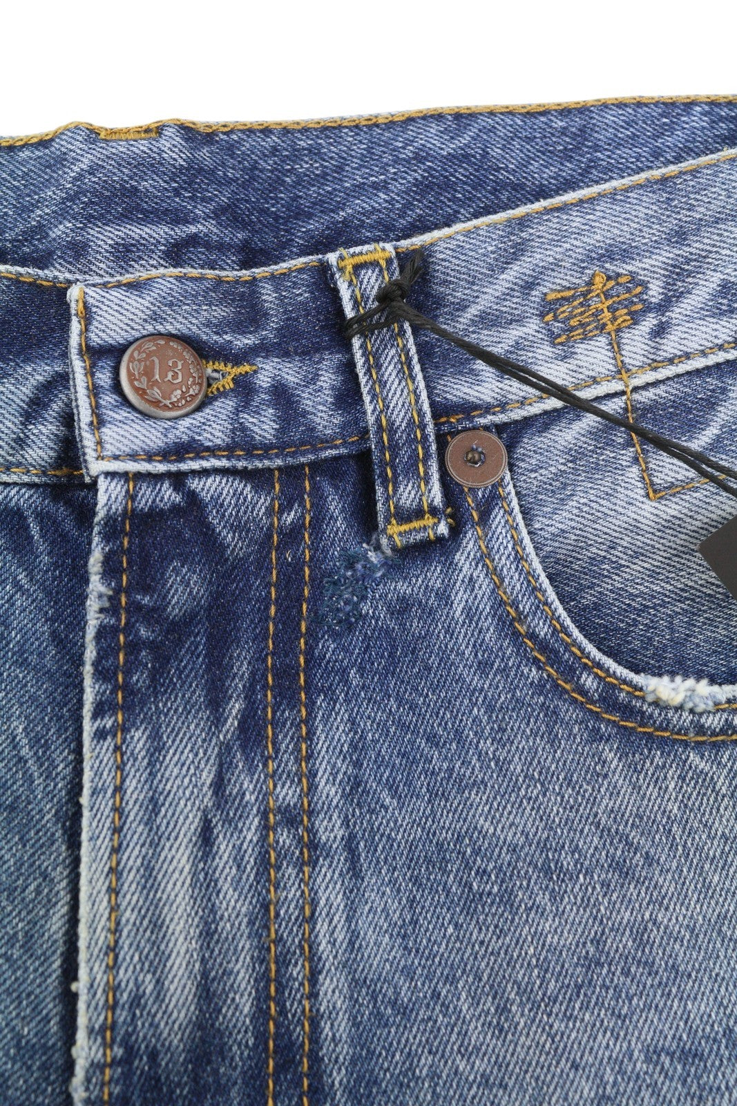 R13 Boyfriend Women Jeans 26 Jasper Whiskers Faded Cropped Zip Fly Blue PF25