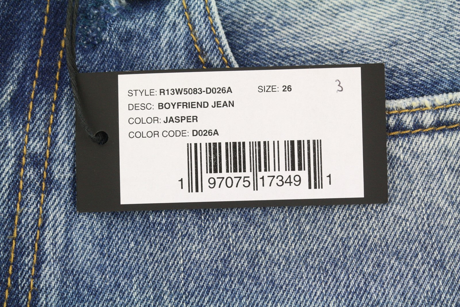 R13 Boyfriend Women Jeans 26 Jasper Whiskers Faded Cropped Zip Fly Blue PF25