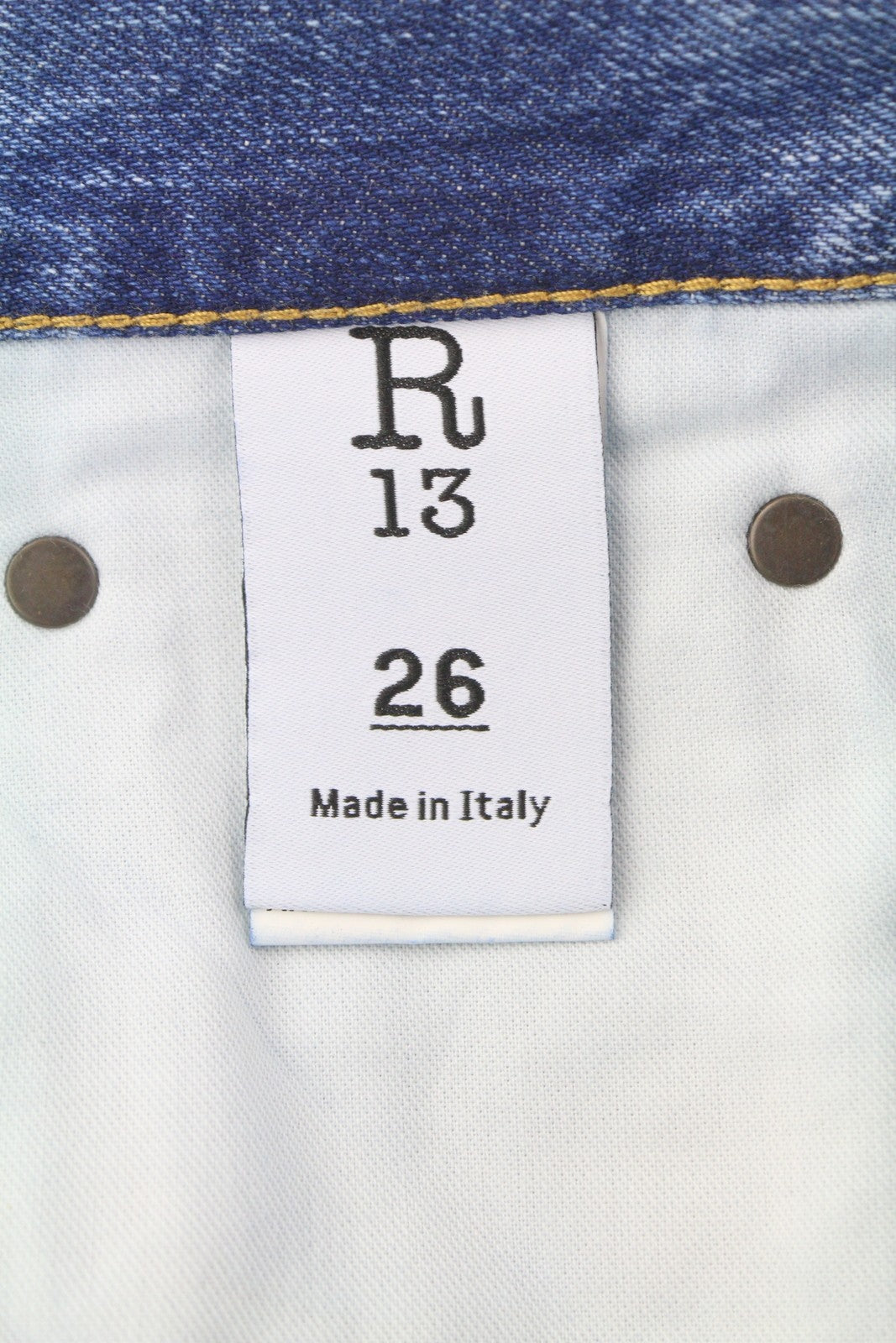 R13 Boyfriend Women Jeans 26 Jasper Whiskers Faded Cropped Zip Fly Blue PF25