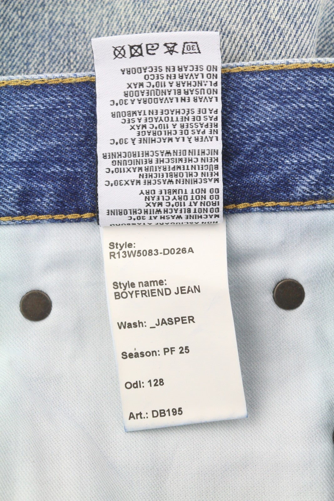 R13 Boyfriend Women Jeans 26 Jasper Whiskers Faded Cropped Zip Fly Blue PF25