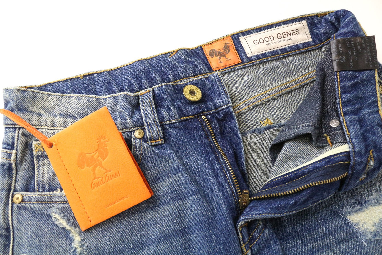 GOOD GENES Women's Jeans W26 Slim Ripped Wash Blue Pure Cotton Distressed