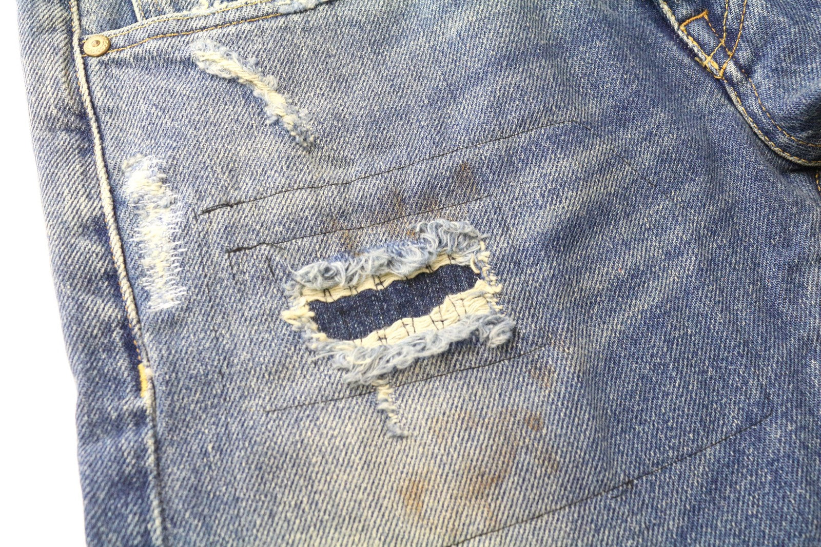 GOOD GENES Women's Jeans W26 Slim Ripped Wash Blue Pure Cotton Distressed