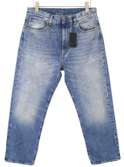 R13 Cuffed X-BF Women Jeans 29 Jasper Straight Whiskers Faded Blue Zip PF25