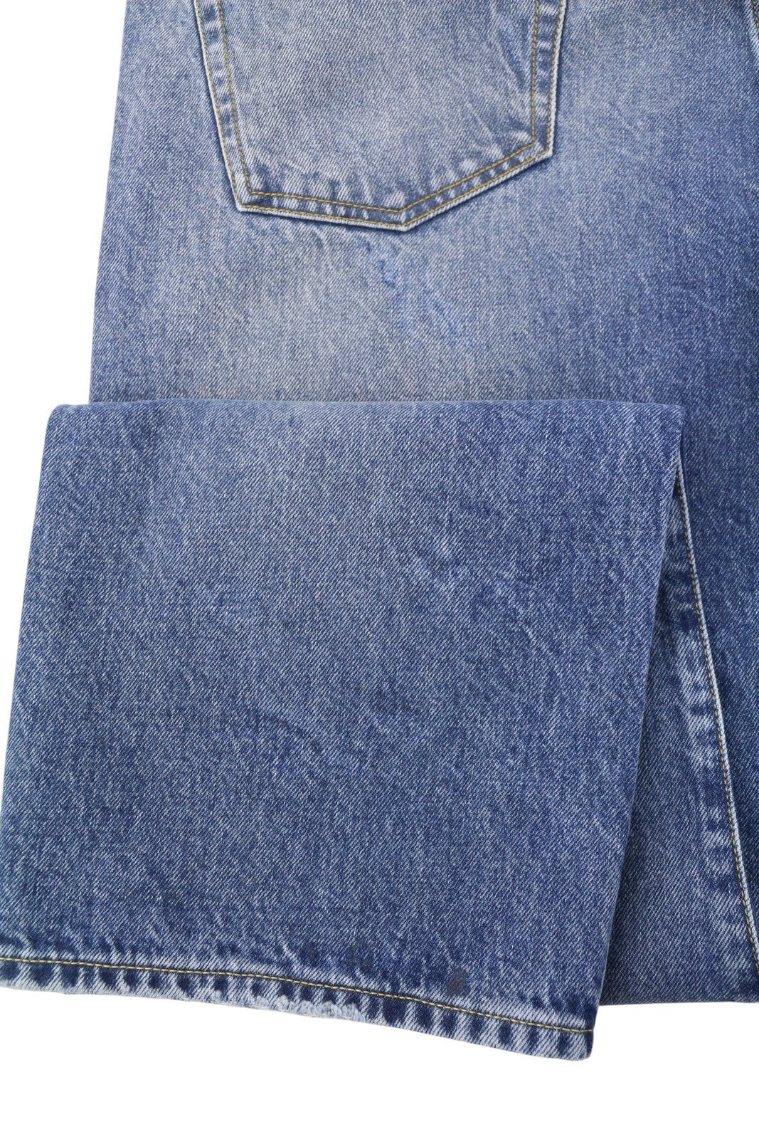 R13 Cuffed X-BF Women Jeans 29 Jasper Straight Whiskers Faded Blue Zip PF25